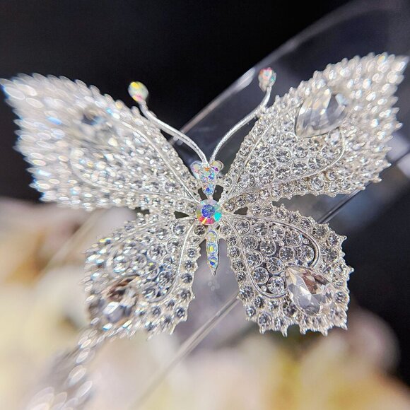 Butterfly Headband, Butterfly Costume Crown, Silver Hair Crown, Halo Party Crown - Picture 2 of 7